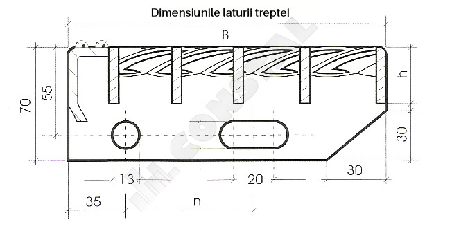 Dimensiuni si cote prindere treapta zincata